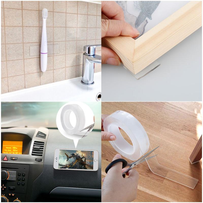 Wall Sticker Waterproof Adhesive wallpaper borders kitchen floor vinyl 3d pvc Reusable Double-Sided Adhesive Nano Traceless Tape