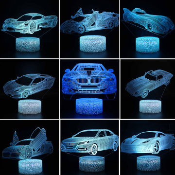 Cool Supra Car 3D Night Light LED 7/16 Colors Change LED Children Night Light Beroom Atmosphere Table Lamp Boys Gifts Toys