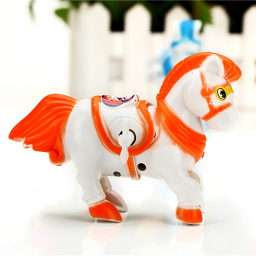 Wind Up Animal Running Moving Horse Retro Classic Clockwork Plastic Toy Gift for Kids Children Baby 1PC