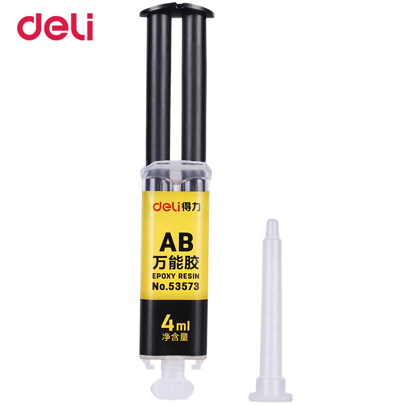 Deli 4 ml syringe shape strong adhesive AB glue for glass metal wood stone ceramics quality liquid super office glues waterproof