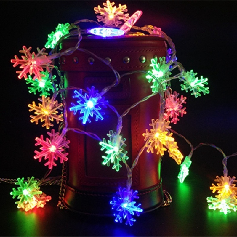 LED String Lights Battery Powered 1.5M 10LEDs Snowflakes Decorative Christmas Tree Outdoor Wedding Garden Party Decor Lighting