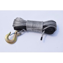 Grey 1/4"*50ft Synthetic Winch Rope Hook,Plasma Winch Cable for Electric Winches,UHMWPE Rope,Off Road Rope