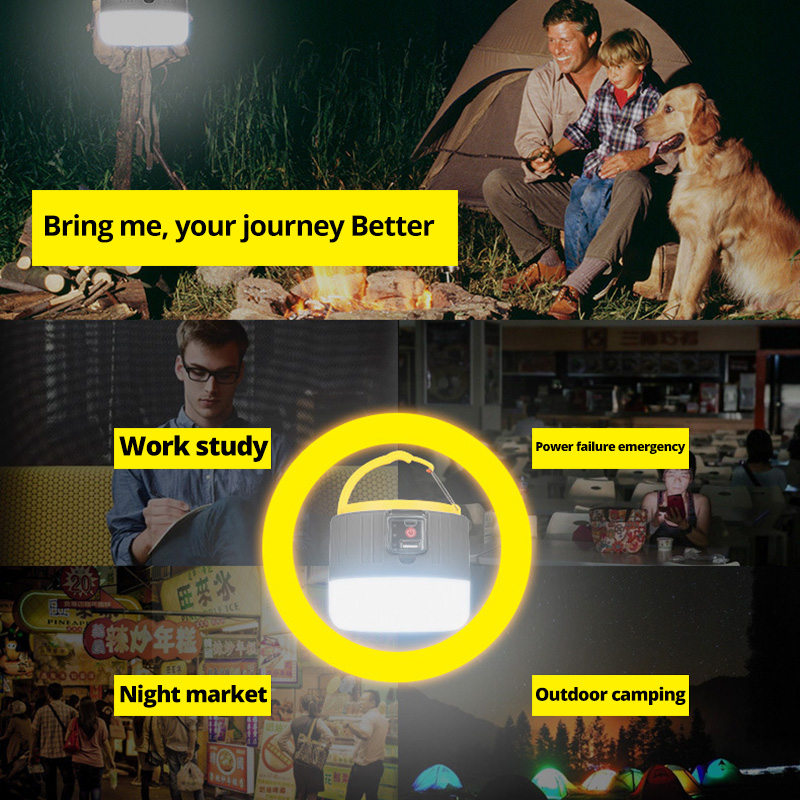 280W Solar LED Camping Light Tent Lamp USB Rechargeable Bulb Portable Lanterns Hang Flashlight For Emergency Repairing Light190W
