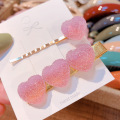 2 Pcs Soft Candy Pure Color Peach Heart Hair Clip Duckbill Clip Set Small Fresh Hairpin Women Hair Accessories