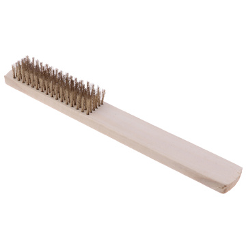 208mm Copper Wire Brass Bristle Wood Handle Wire Scratch Brush For Metal Cleaning Tools