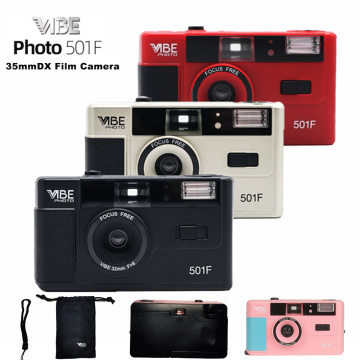 Vibe Vintage Retro 501F 35mm Reusable Non-Disposable Film Camera Black / Red / Champagne Silver / Pink