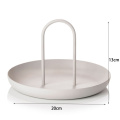 Nordic Desktop Storage Tray Plastic Round Jewelry Trays Living Room Kitchen Table Meal Snack Tray Plate with Handle Home Decor
