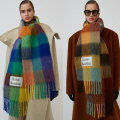 Women Sacrf Brand Cashmere Winter Scarf Scarves Designer Acne Blanket Scarves Women Type Colour Chequered Tassel Imitated