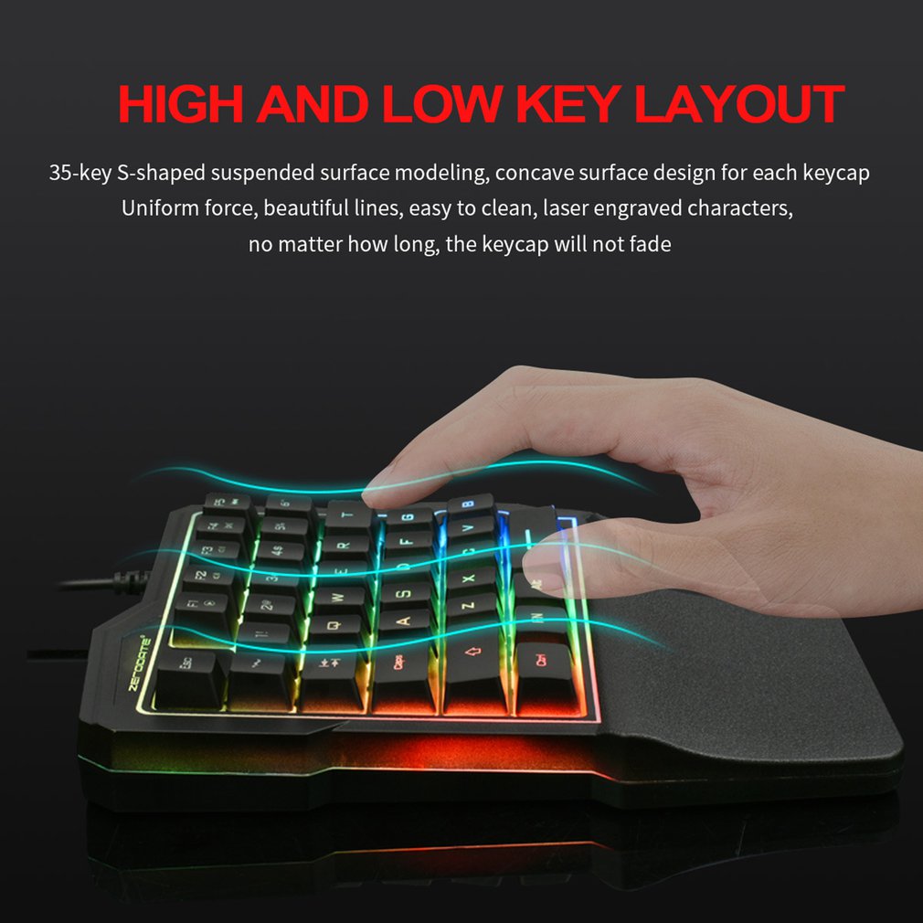 K7 One-handed Mechanical Feel 35-key Light Mobile Phone Tablet Stimulates Eating Chicken Game Keyboard