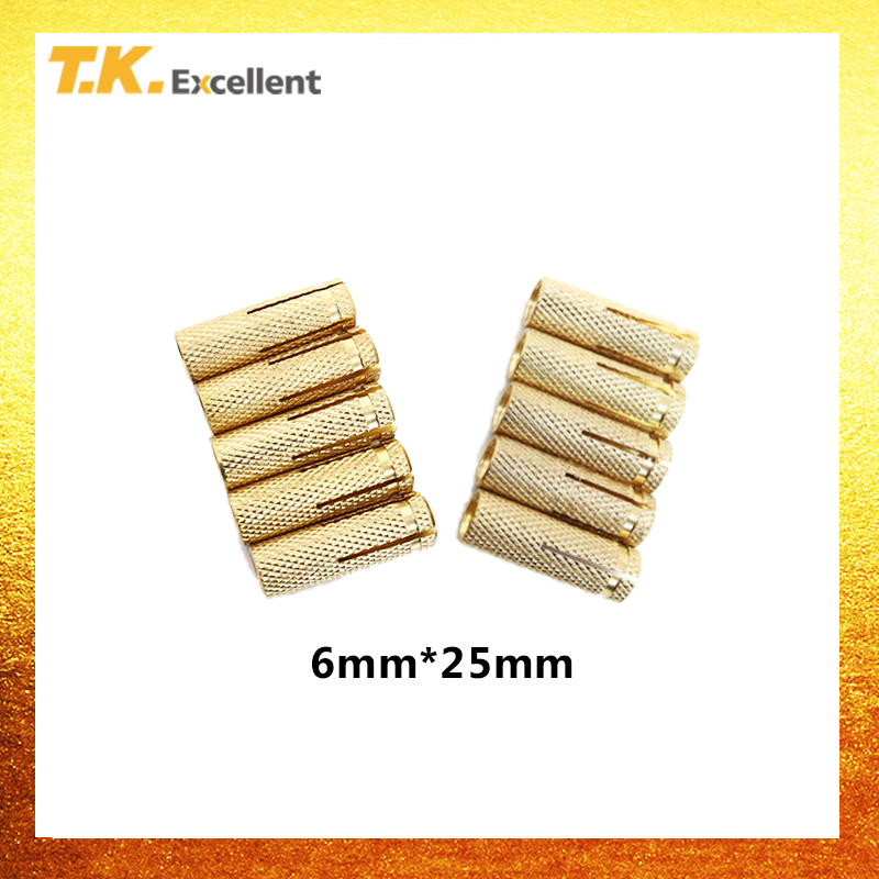 T.K.Excellent 25 Pcs 6*25 Pure Copper Drop-in Anchor Home Decoration Fastener Tools Single Blister Pop Anchor Woodworking
