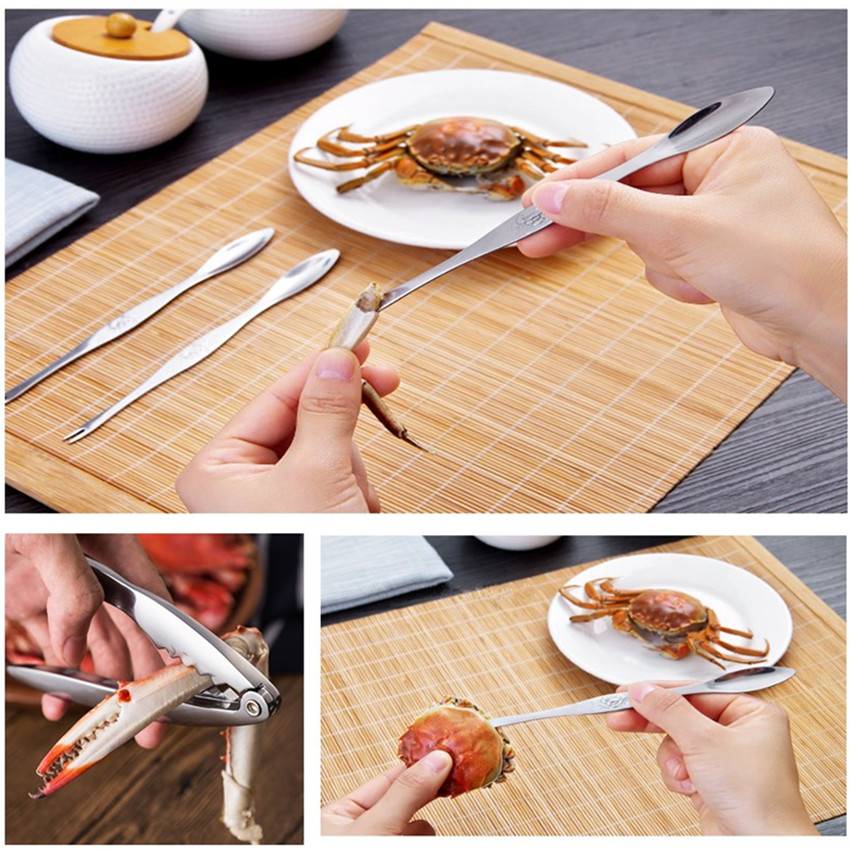 4Pcs Seafood Tool Set Crab Shrimp Fruit Pliers Fork Spoon Set Nut Walnut Lobster Crab Cracker Tools Kitchen Accessories