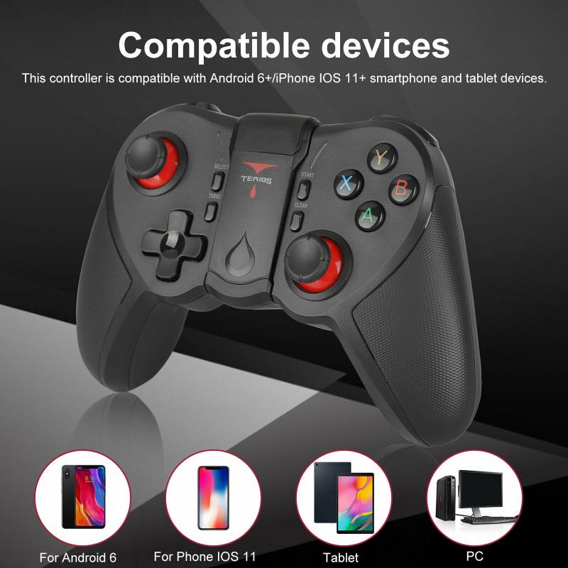 Wireless Android Gamepad T12 Wireless Joystick Game Controller Bluetooth BT4.0 Joystick For IOS Mobile Phone Tablet TV Holder