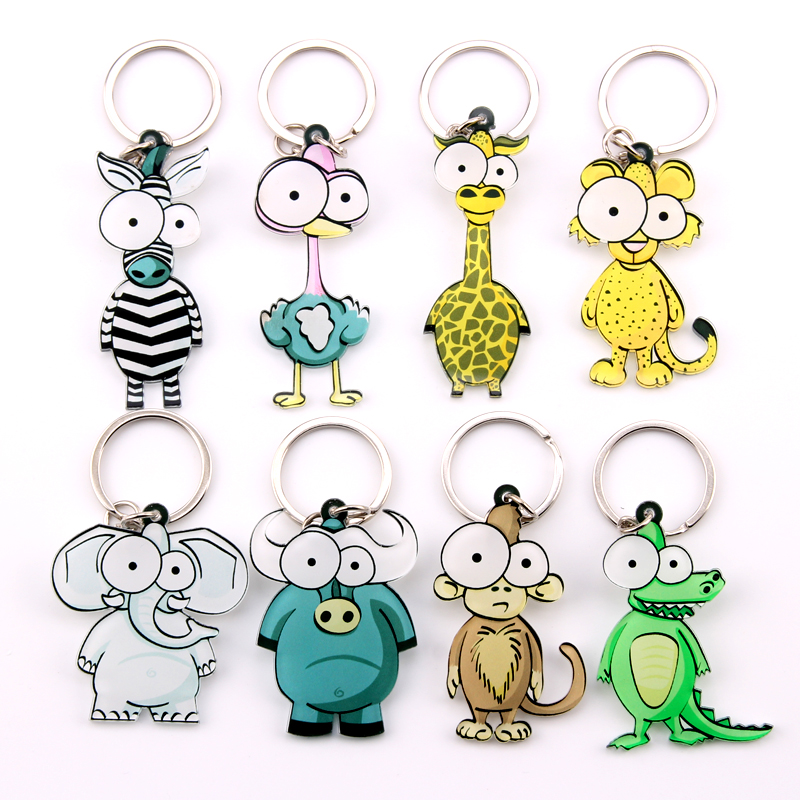 Cute Cartoon Zebra Keychain Acrylic Animal Key Chain Woman Men Kids Gift Key Ring Porte Clef