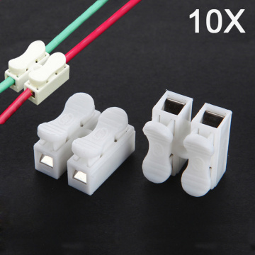 10pcs CH-2 Press Type Electric Connection Quick Wiring Terminal for LED Lighting CLH@8
