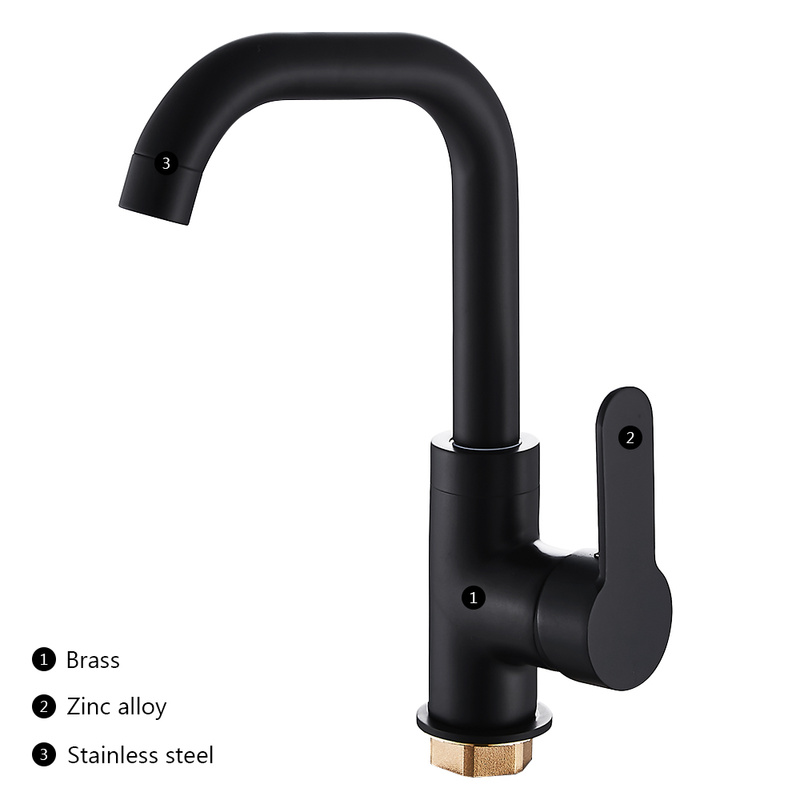 Modern Basin Faucets Black Sink Mixer Taps Kitchen Bathroom Taps Single Lever Faucet Black Basin Mixer Cold Hot Water