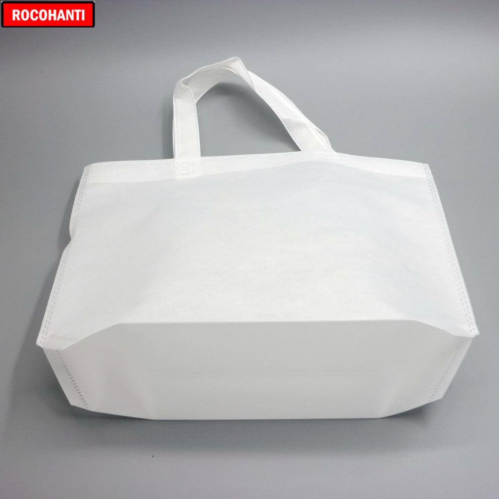 100X Customized Logo Printing Recyclable PP White Non Woven Shopping Bag Reusable Folding For Trading Show Promotional Shoe Bag