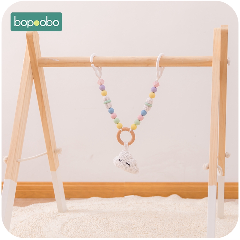 Bopoobo 1PC Crochet Cloud Baby Rattle Infant Toys For Crib Mobile Bed Bell Toy Pram Cart Chain Wooden Stroller Mobile Newborn