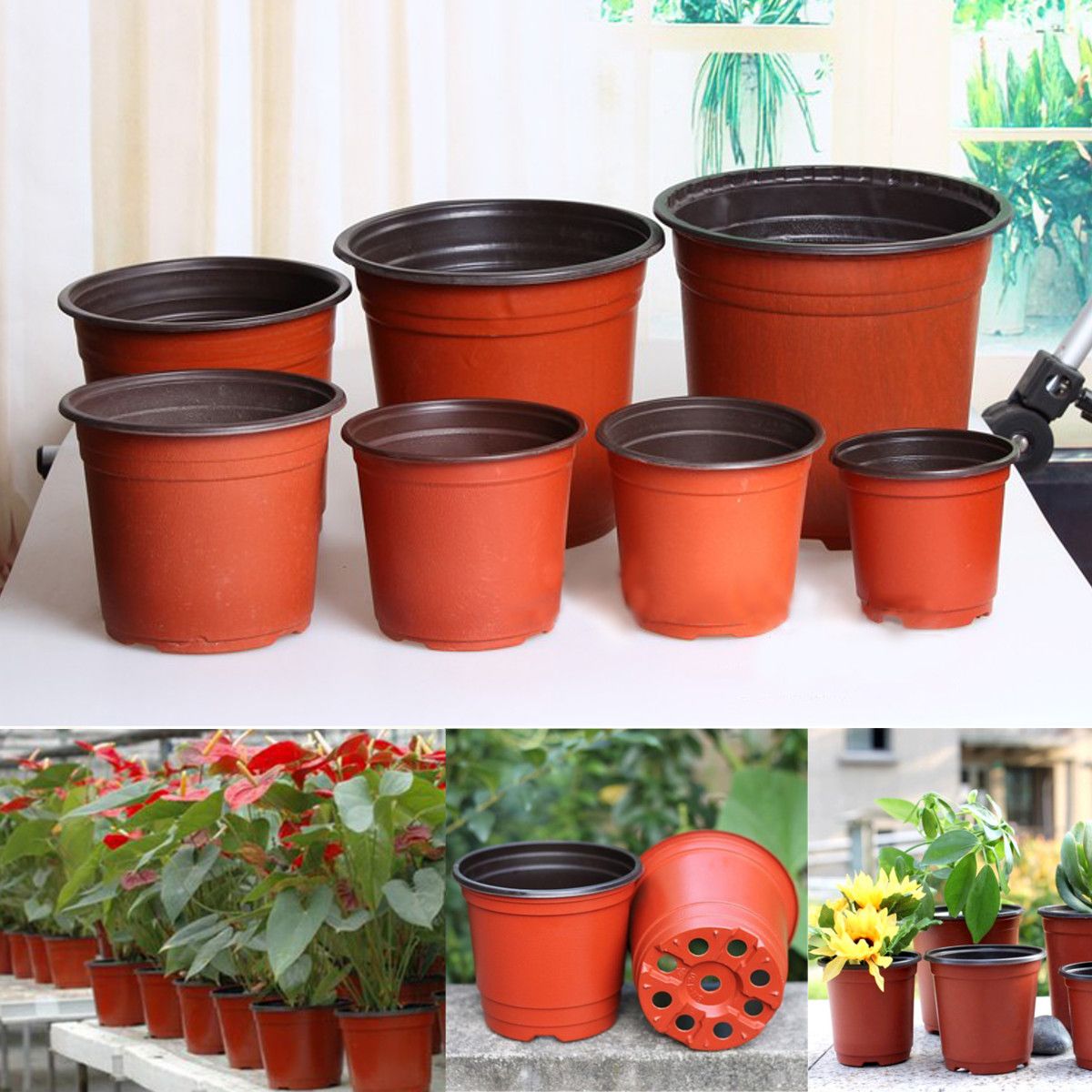 100Pcs/Set Flower Pot Plastic Plant Pots Desktop Potted Green Plant Garden Soft Nursery Flowerpot Home Vegetation Tools 12 Size