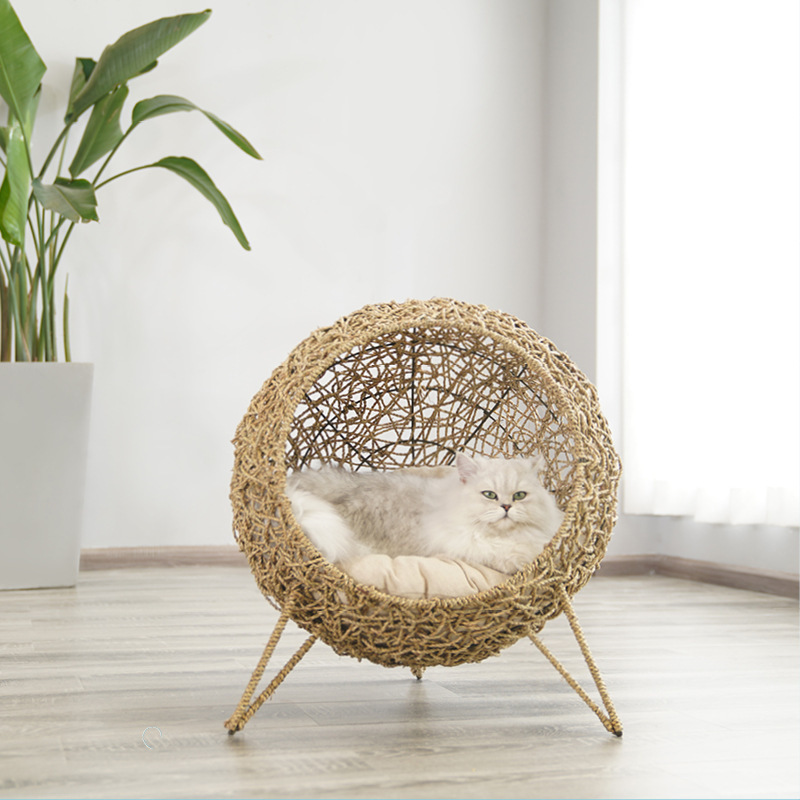 Rattan cat litter cradle cat villa double cat bed simple furniture chair four seasons universal cat litter