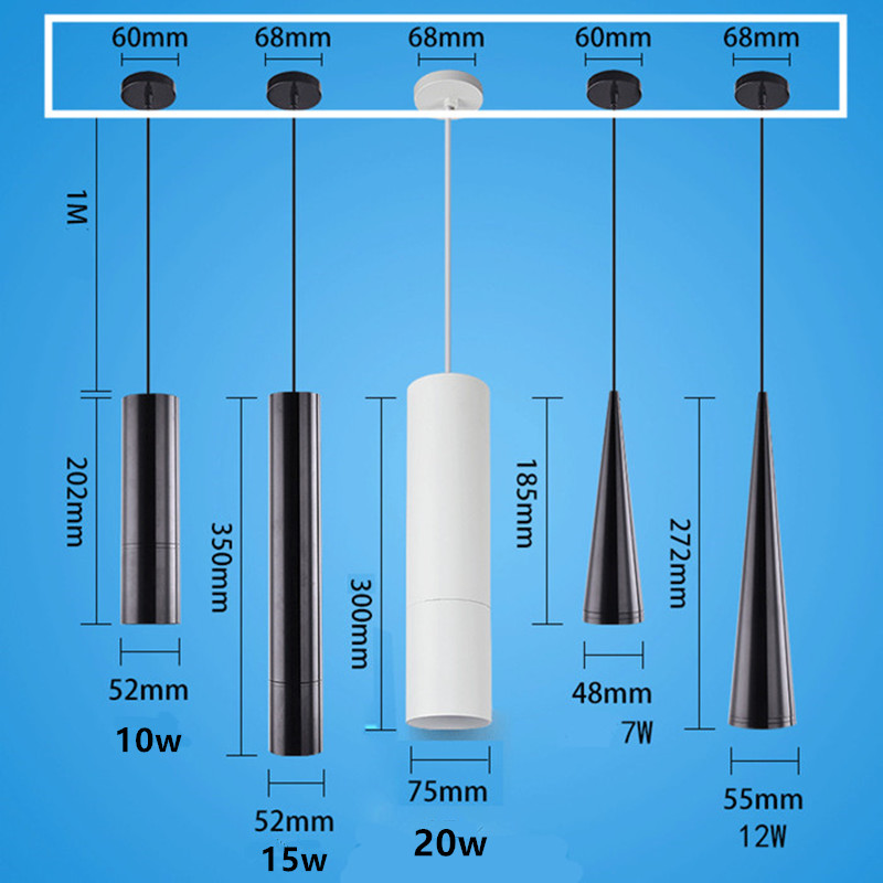 Dimmable Cylindrical led pendant light Aluminum&metal home 10w 15w 20w hang lamp dining/living room bar cafe droplight fixture