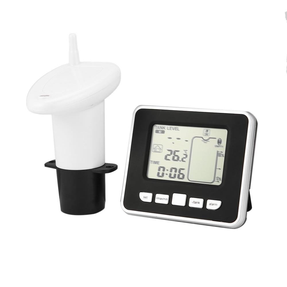 Ultrasonic Wireless Water Tank Liquid Depth Level Meter Sensor with Temperature Display with 3.3 Inch LED Display