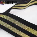 5Meters 4cm Gold Silver Stripes Nylon Webbings Fashion Elastic Band Ribbons Soft Belt Tension Elastic Webbing Rubber Band KY183