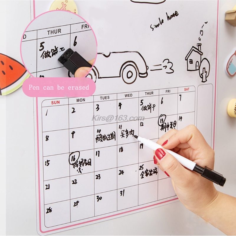 A3 Soft Magnetic Whiteboard Magnet Erase Board Drawing Refrigerator Calendar Pen