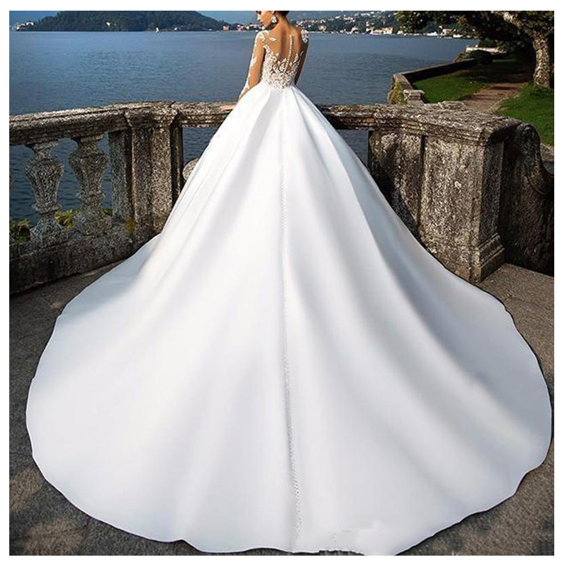 LORIE Beach Wedding Dress Long Sleeves A Line Vintage Princess Informal Wedding Gown Elegant Boho Beach Bride Dress 2019