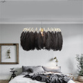 JW American Style White/black Feather Chandelier Nordic Modern Simple Living Room Bedroom Warm Creative Personality Room Light