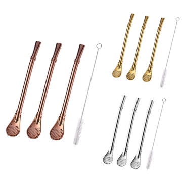 Stainless Steel Drinking Straw Spoon Tea Filter Mate Tea Straws Health Gourd Reusable Tea Tools Bar Accessories