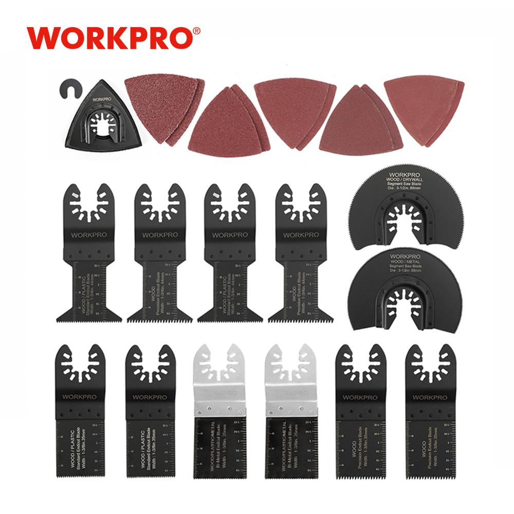 WORKPRO 23PC Multi Oscillating Saw Blade for Metal/wood Carbon steel Quick Release Saw Blades Set Sandpaper