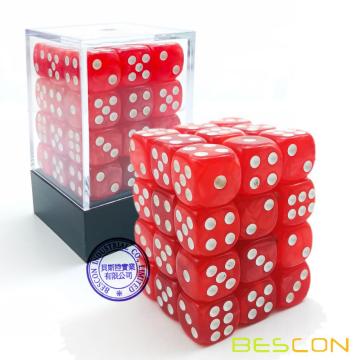 Bescon 12mm 6 Sided Dice 36 in Brick Box, 12mm Six Sided Die (36) Block of Dice, Marble Red