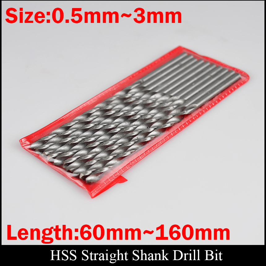 0.5mm 0.6mm 0.7mm 0.8mm 0.9mm 1mm 60mm 80mm Extra Long Plastic Metal Wood High Speed Steel HSS Straight Shank Twist Drill Bit