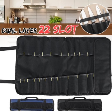 Chef Knife Bag 22 Pockets Portable Accessories Kitchen Tool Storage Carry Case Bag Kitchen Cooking Supplies Roll Knife Bag