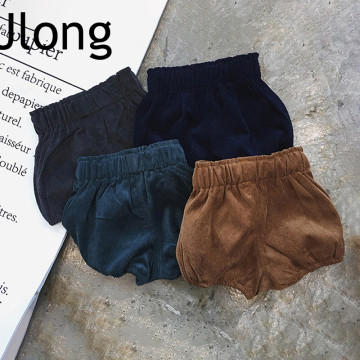 0-5T Autumn Winter Baby Girls Corduroy Thicken Warm Loose Elastic Pants Shorts Solid Color Mid Waist Wild