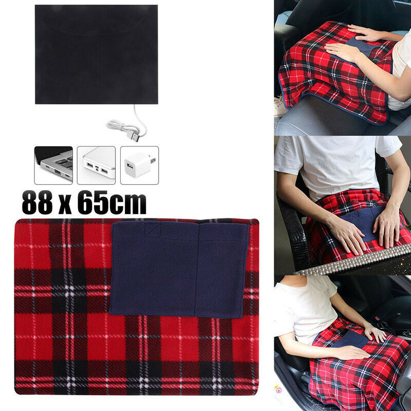 Portable 5V USB Electric Heated Blanket Car Office Use Warm Blanket Heater Winter Warming Products Electric Blankets 88x65 cm