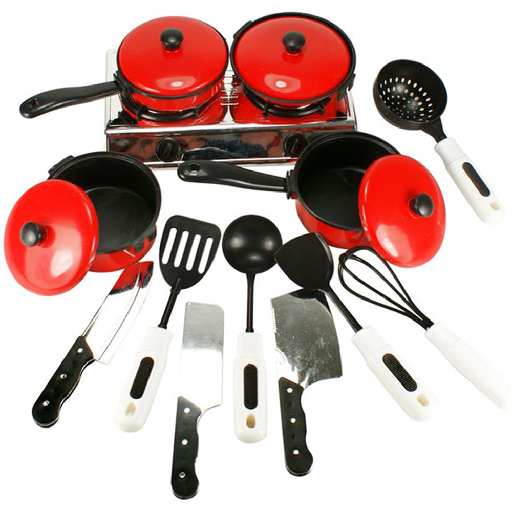 13Pcs/Lot Children Pretend Play Kitchen Toys Cooking Utensils Mini Kids Play House Food Dish Cookware Pots Pan Doll House