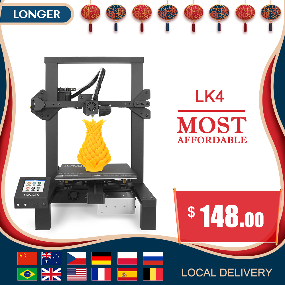 LONGER LK4 3D Printer Touch Screen 3D Print with Unique Frame Design Resume Printing Safe Power Supply 3D Printer Kit