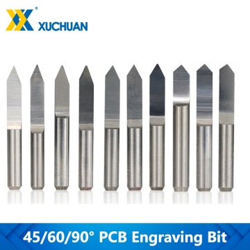 10pcs 45/60/90 Degrees Flat Bottom PCB Engraving Bit For PCB Machine V Shape 3D Milling Cutter Tungsten Carbide Engraving Bit