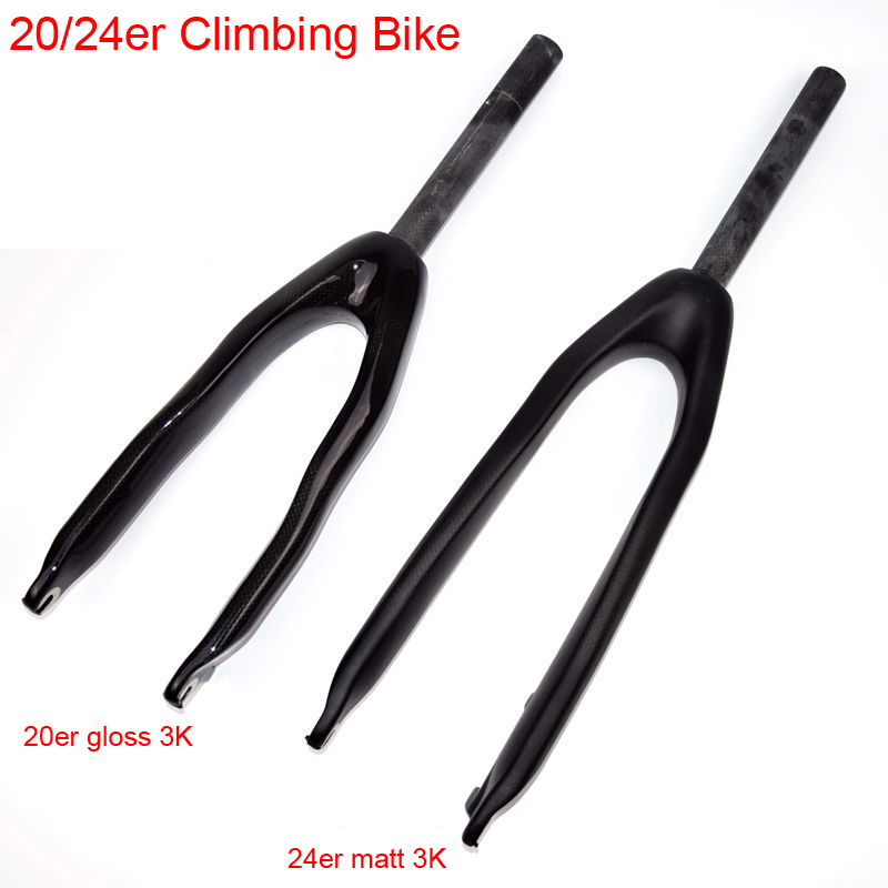 Newest 20/24" inch Climbing Bike Trial 3K full carbon fibre bicycle front forks disc brake hard fork MTB 20er 24er Free shipping