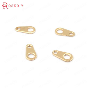 (33237)20PCS 6*3.5mm 24K Champagne Gold Color Plated Brass 2 holes Clasp and Chains Connector Jewelry Findings Accessories