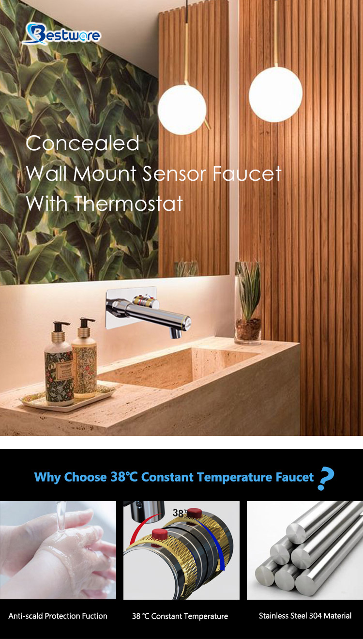 Wall mount sensor faucet