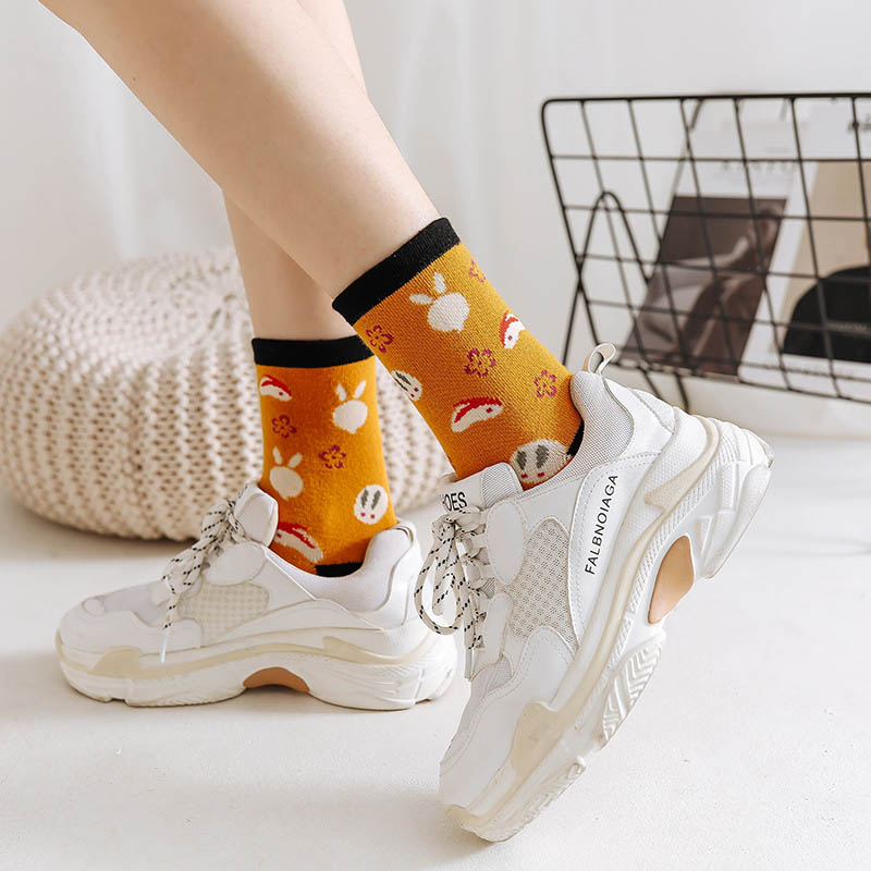 [EIOISAPRA]Creative Japanese Harajuku Cartoon Women Socks Autumn Winter Lovely Two Finger Socks Animal Cat Calcetines Mujer