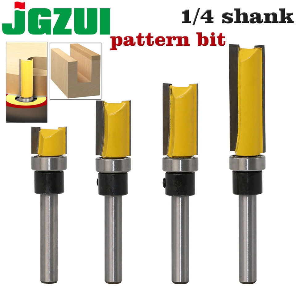 1PC 1/4 Shank Template Trim Hinge Mortising Router Bit Straight end mill trimmer cleaning flush trim Tenon Cutter forWoodworking