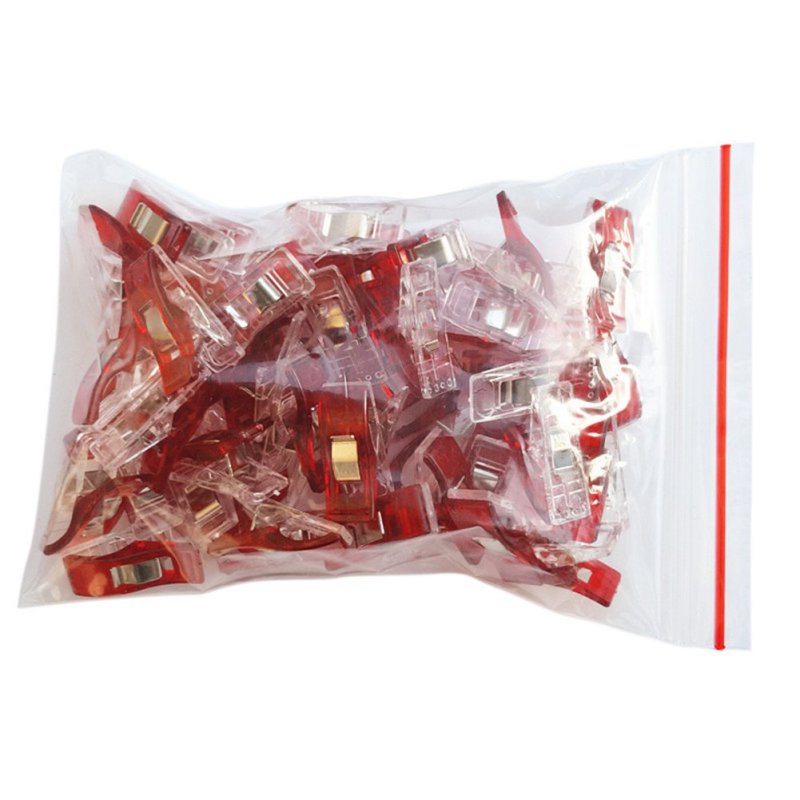 50Pcs/Lot DIY Patchwork Red Plastic Wonder Clips Holder For Fabric Quilting Craft Sewing Knitting Garment Clips