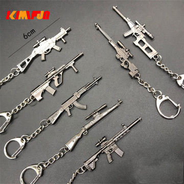 1/12 Metal Weapon Game Pickaxe Action Figure Toy 98k M249 VSS SKS AWM WIN94 SVD UMP PUBG Keyring Keychain