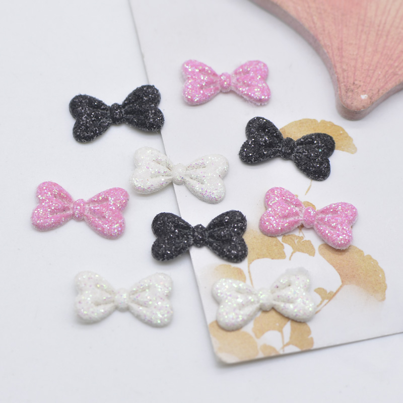 Wholesale 1000Pcs 15*9mm Glitter Fabric Padded Bow Tie Appliques for DIY Hat Ornament Hairpin Bow Decor Accessories Patches