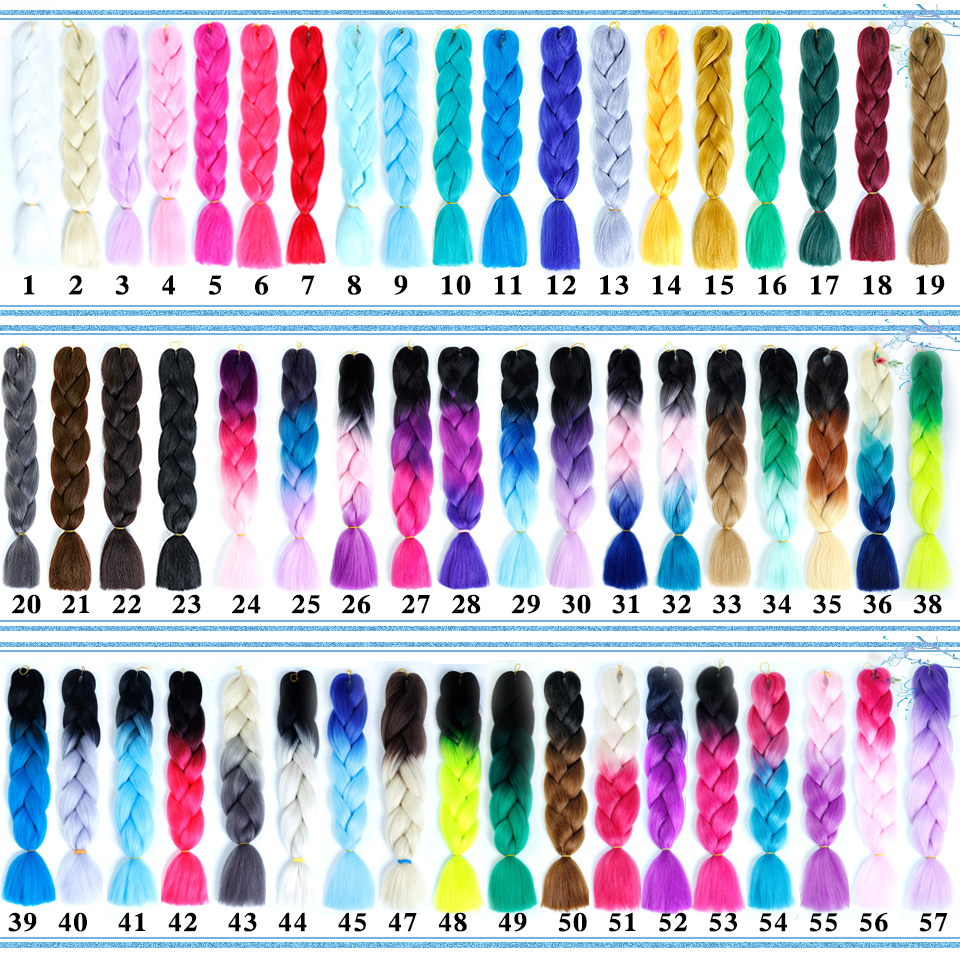 Long Kanekalon Jumbo Synthetic Braiding Hair Ombre Braid Hair Extensions Rainbow Pink Blonde Purple Crochet Braid MUMUPI