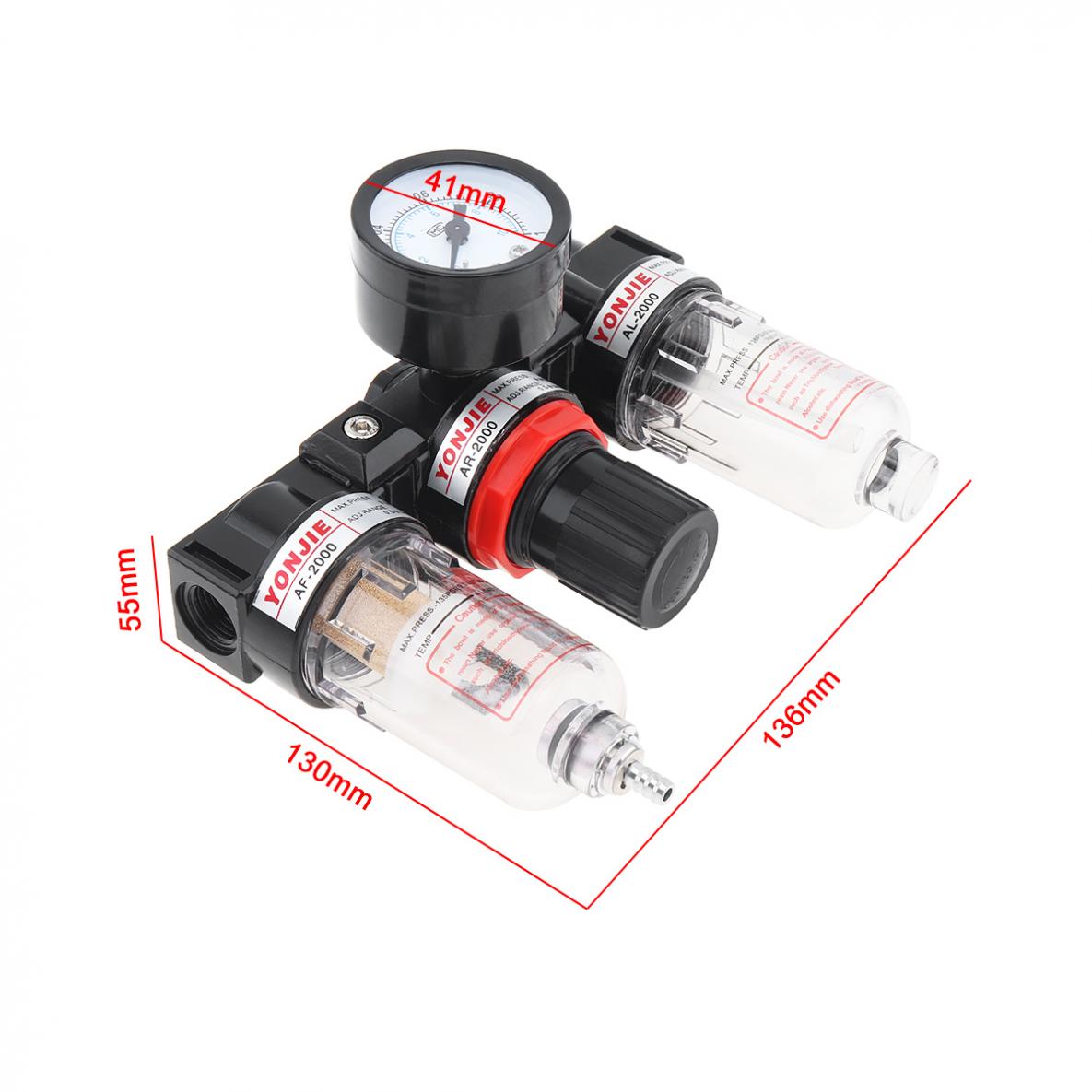 Pneumatic Parts Air Compressor 0-1.0mpa Adjustable Three Union Oil Water Separator Regulator PT1/4 mm Caliber with Gauge
