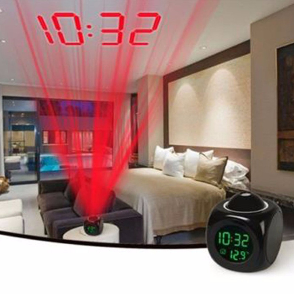 Digital LCD Voice Talking Multifunction LED Projection Alarm Clock Temperature Budzik Desk Clock Reloj Despertador Table Clock